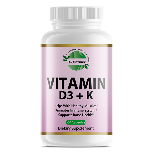 Vitamin D3+K2 Supplement with Calcium, 5,000IU D3, 100mcg K2, 210mg Calcium, 60 Capsules